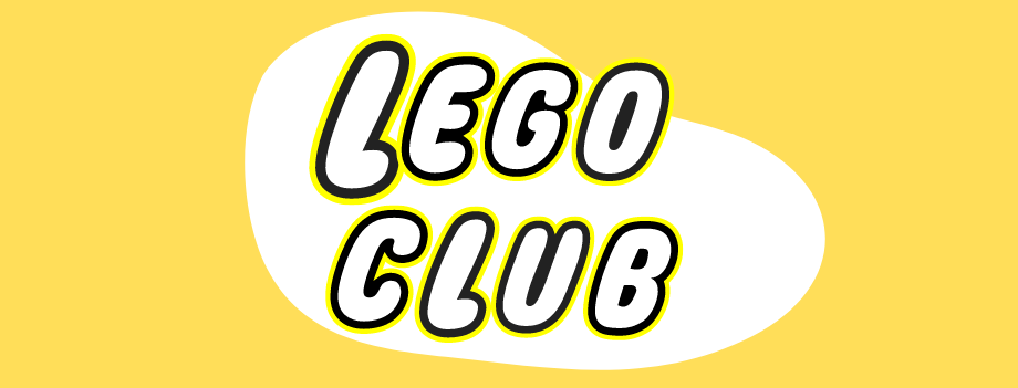 Yellow graphic with the words "Lego Club" on it